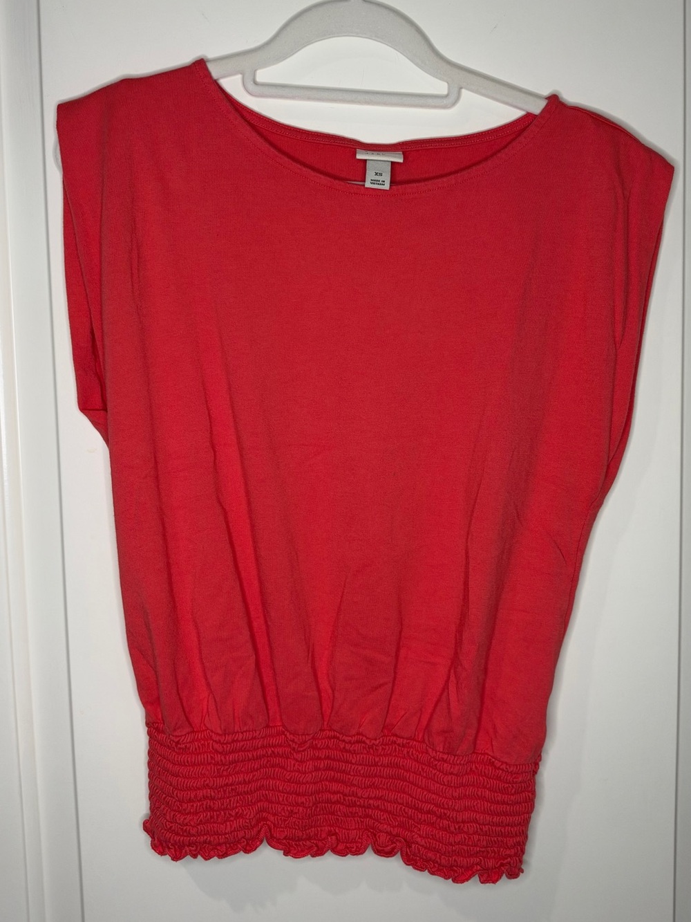 A New Day, Women's Coral/Red Smocked-Hem Top, size XS